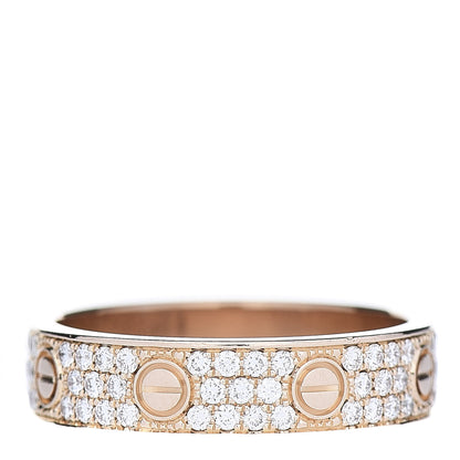 Cartier 18K Pink Gold Diamond 5mm LOVE Wedding Paved Band Ring 53 6.5 3 of 4