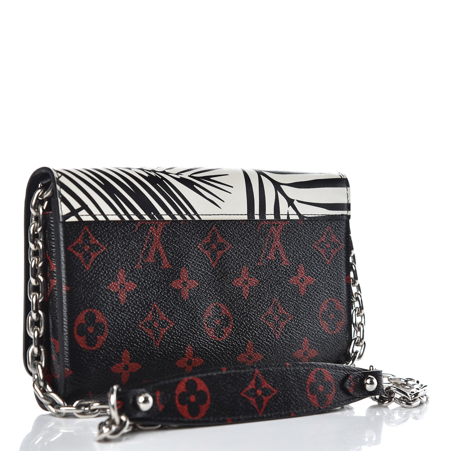 Monogram Palm Twist Chain Wallet Black White