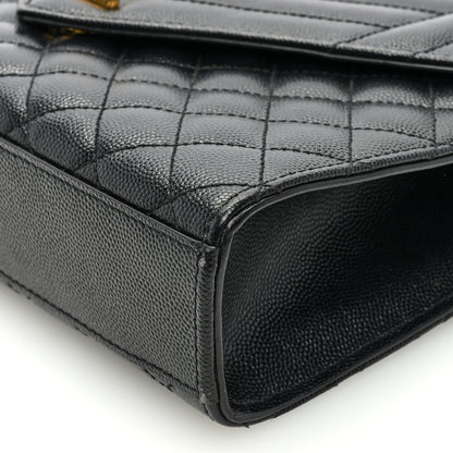 Saint Laurent Grain De Poudre Textured Mixed Matelasse Triquilt Medium Monogram Satchel Black 9 of 10