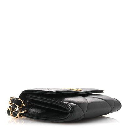 Chanel Lambskin Pearl Quilted CC Flap Card Holder With Chain  Black 4 of 11