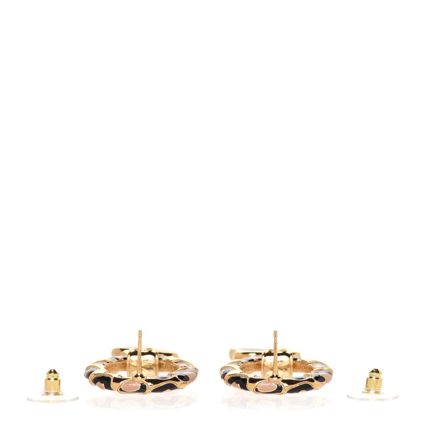 Resin CC Heart Drop Earrings Gold Black Beige