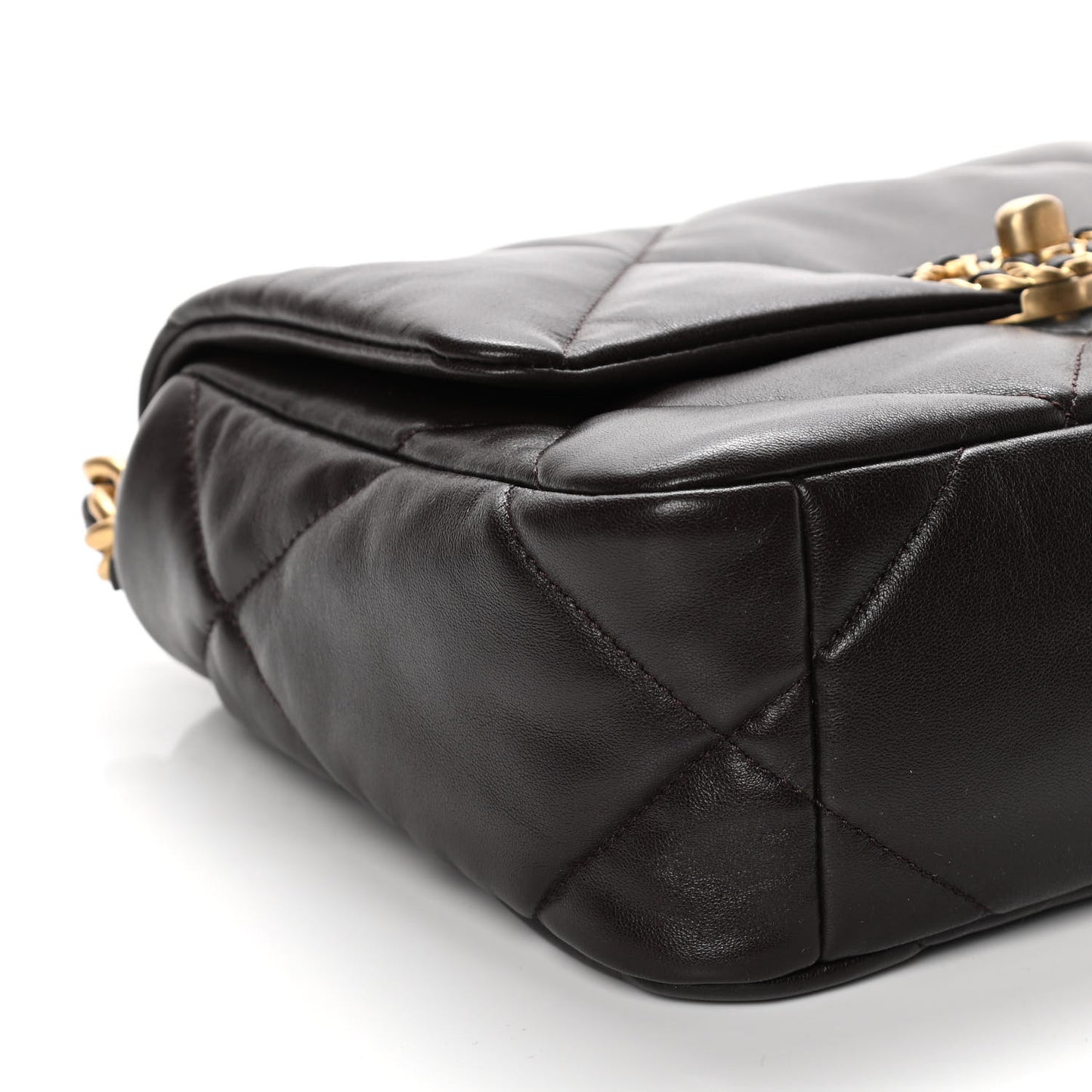 Lambskin Quilted Medium Chanel 19 Flap Dark Brown