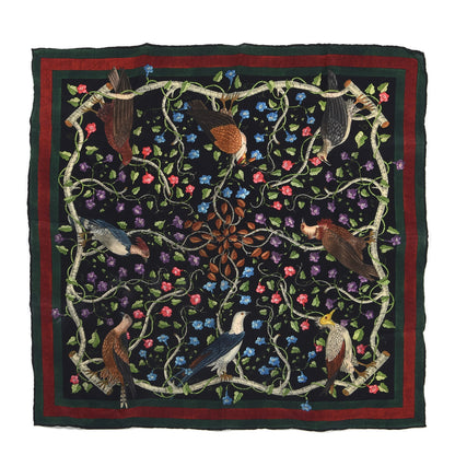 Gucci Silk Floral Condor Square Handkerchief Black 1 of 6