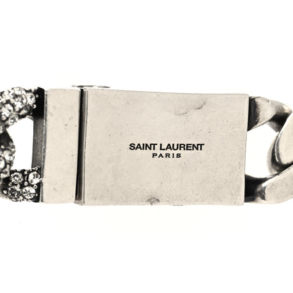 Saint Laurent Crystal Curb Chain Necklace Oxidized Silver 4 of 4