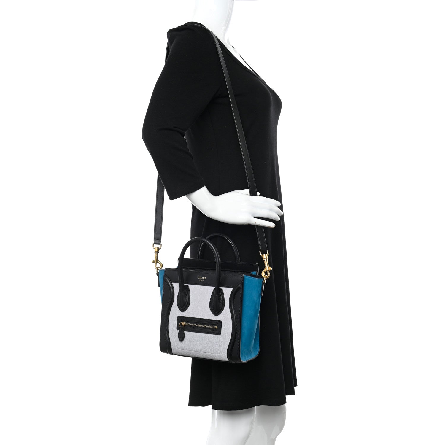 Celine Baby Grained Calfskin Nubuck Nano Tri-Color Luggage Light Grey 2 of 11