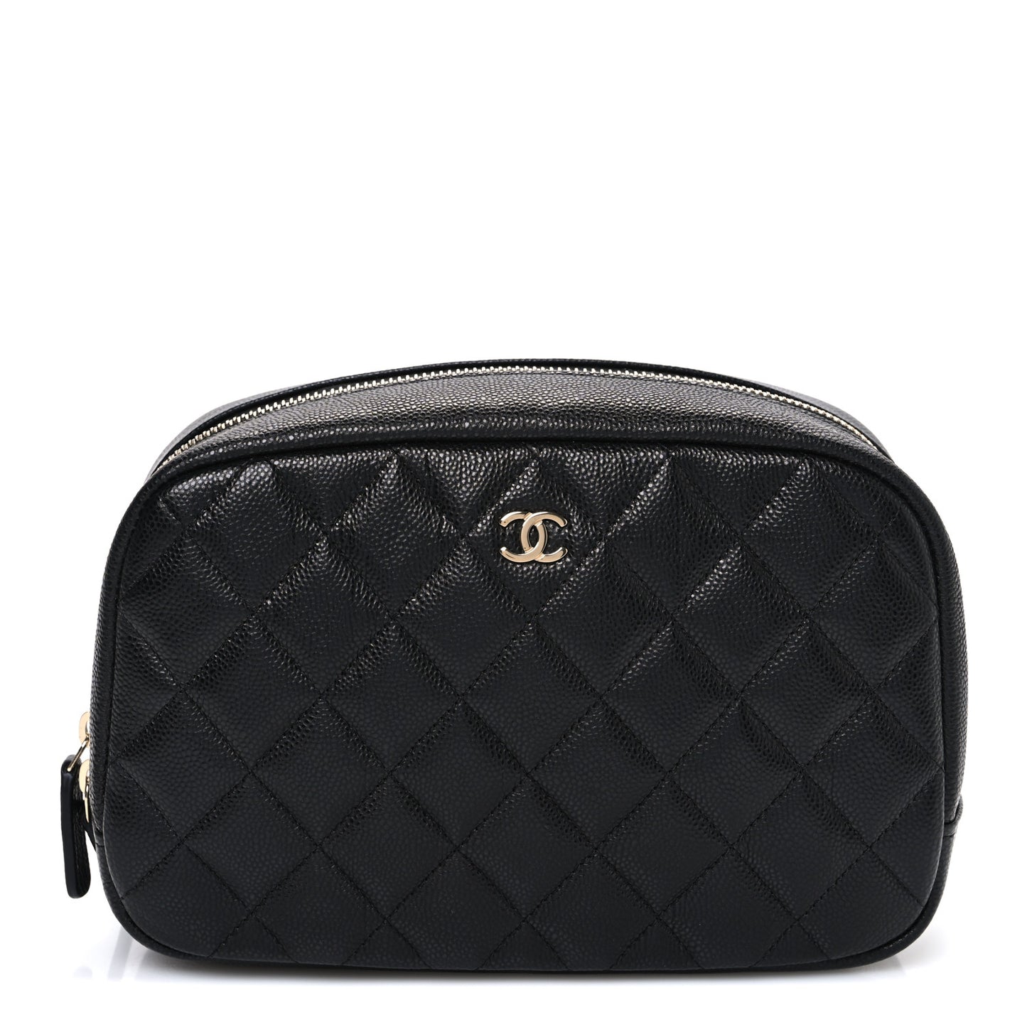 Caviar Quilted Medium Curvy Pouch Cosmetic Case Black