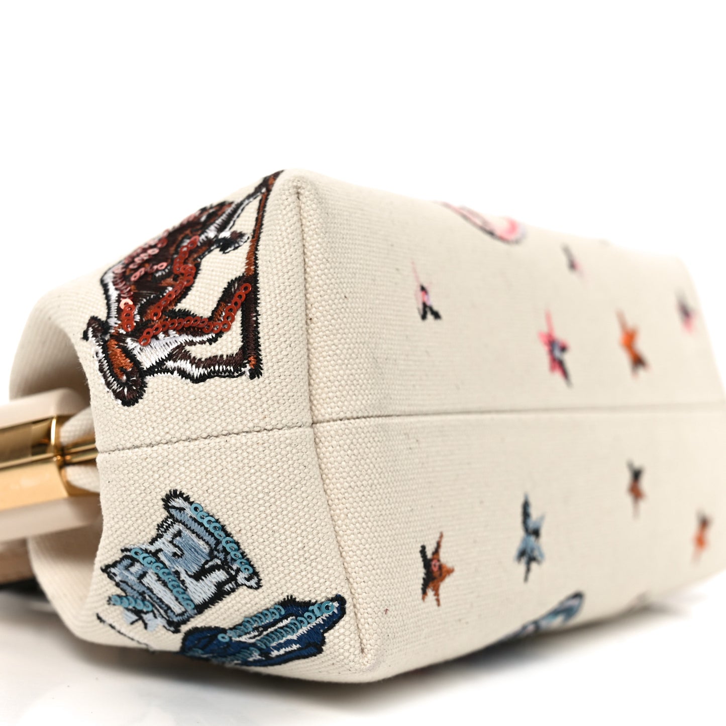 Canvas Ricamo Embroidered Astrology Small Fendi First Grezzo Multicolor