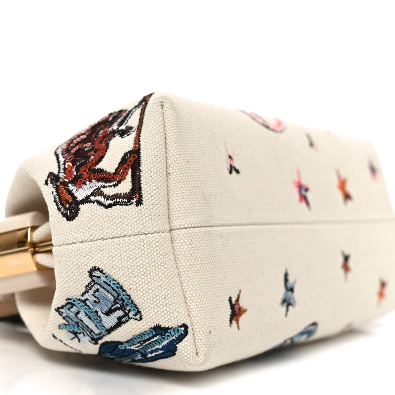 Fendi Canvas Ricamo Embroidered Astrology Small Fendi First Grezzo Multicolor 9 of 10