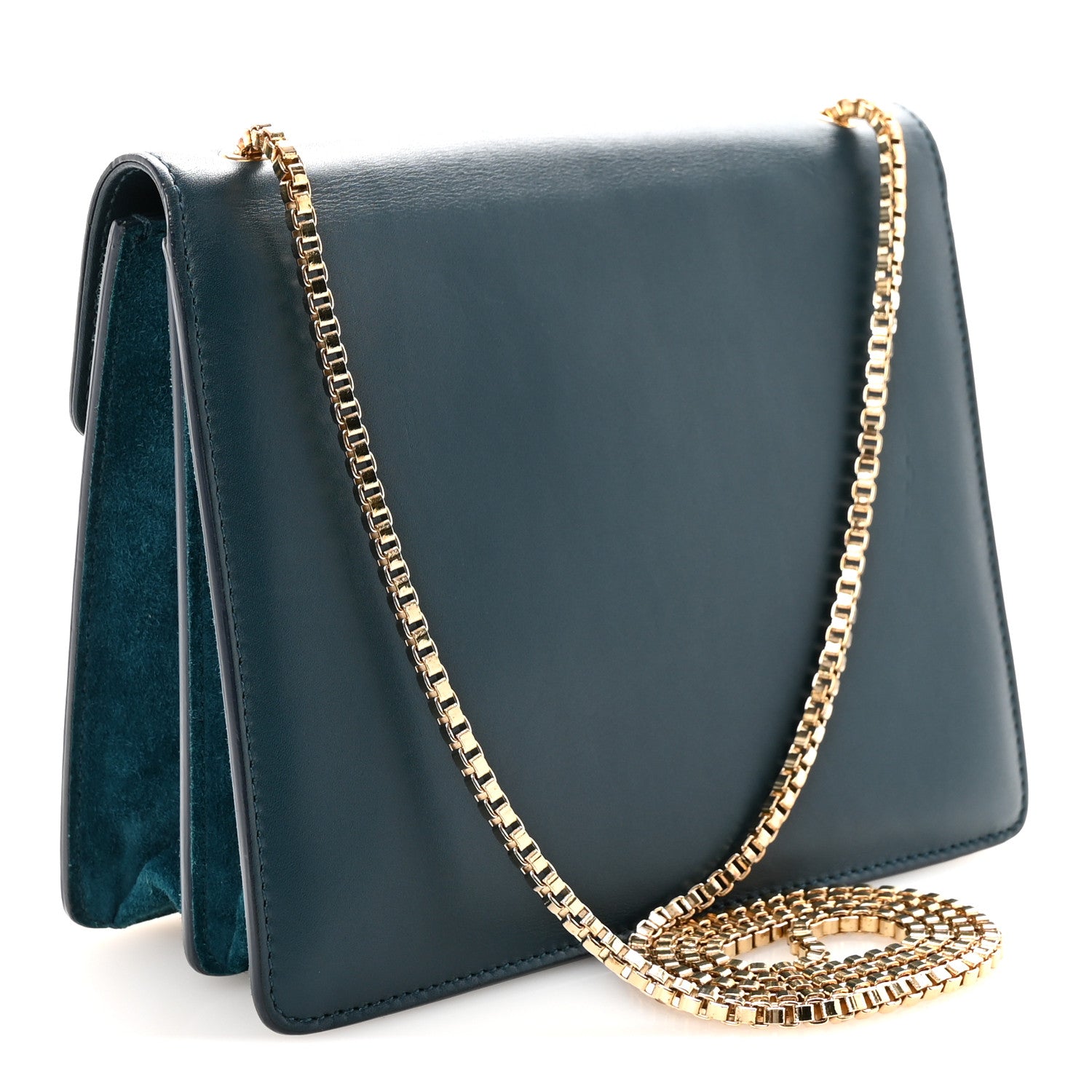Salvatore Ferragamo Calfskin Suede Thalia Flap Shoulder Bag Blue