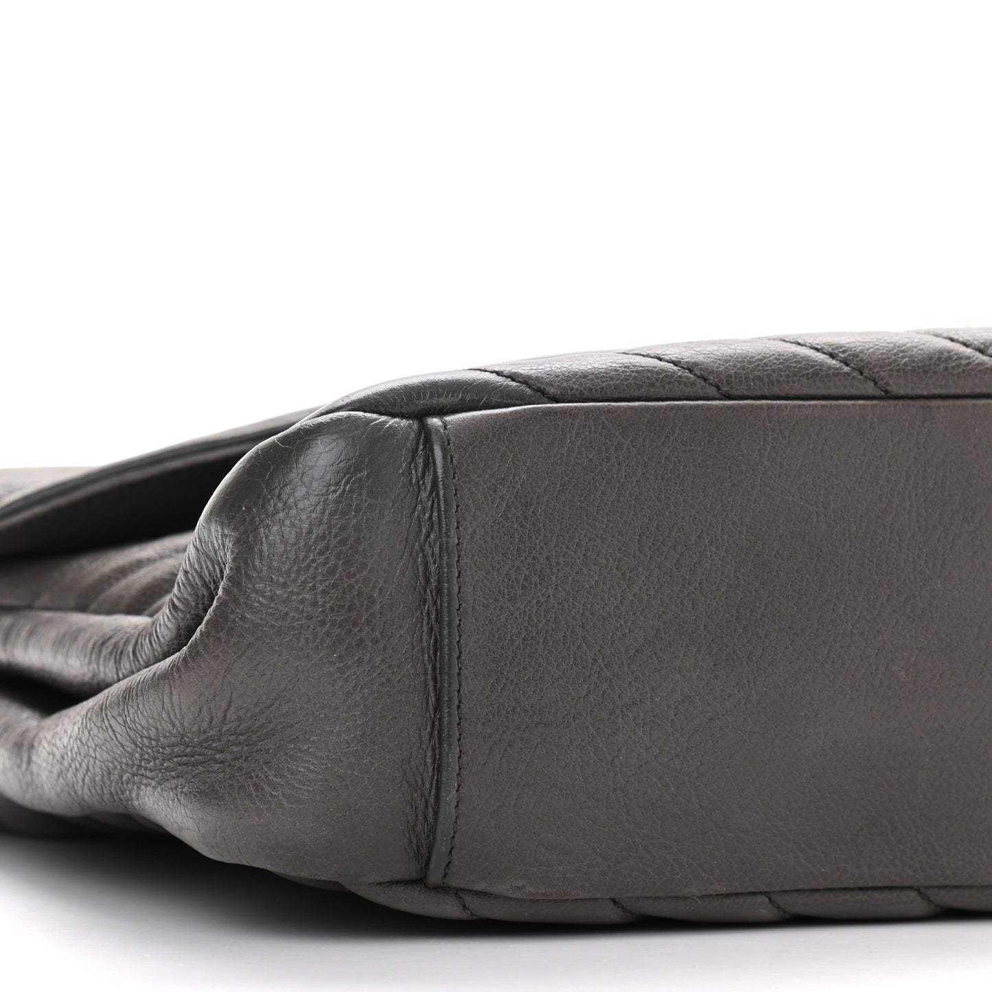 Sheepskin Matelasse Chevron Monogram Large College Satchel Dark Anthracite