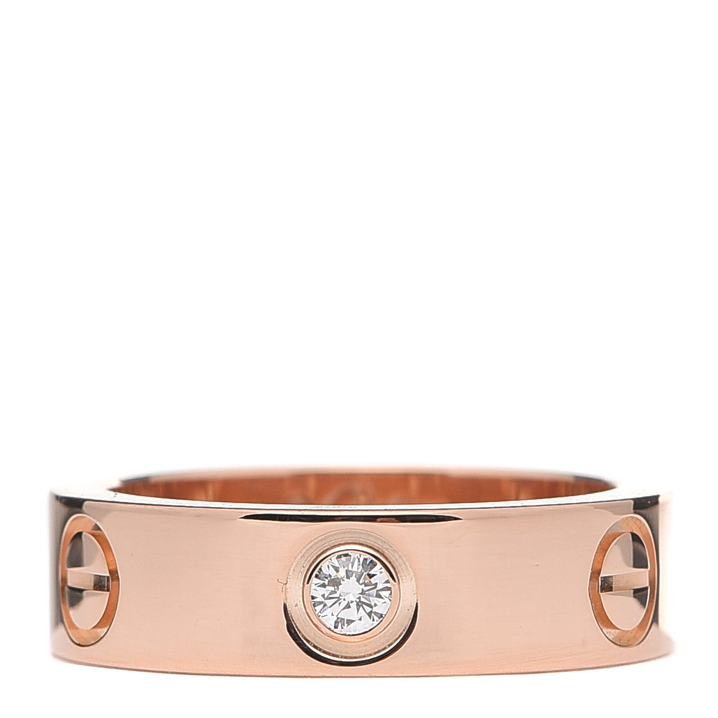 18K Pink Gold 3 Diamond 5.5mm LOVE Ring 52 6