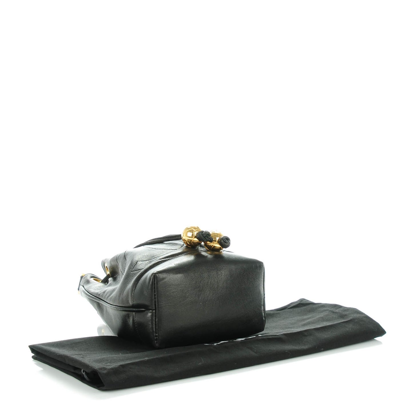 Lambskin CC Drawstring Bag Black