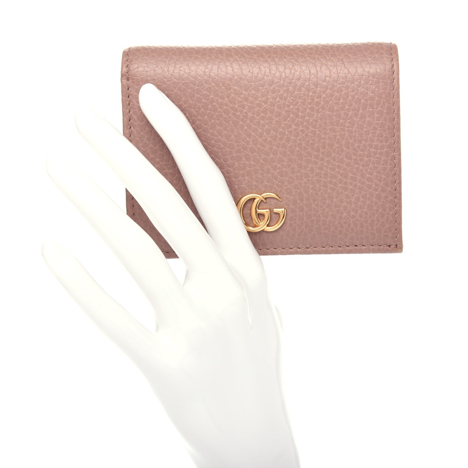 Gucci Pebbled Calfskin GG Marmont Card Case Porcelain Rose 2 of 7