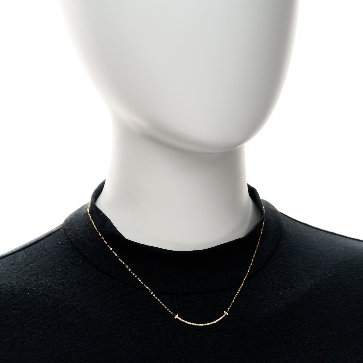 18K Yellow Gold Diamond Small T Smile Pendant Necklace