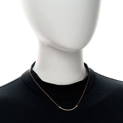 Tiffany 18K Yellow Gold Diamond Small T Smile Pendant Necklace 2 of 5