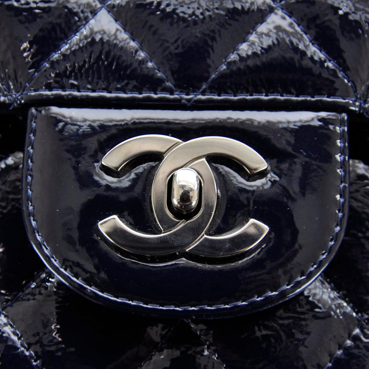 Chanel Crackled Patent Jumbo Flap Navy Blue 9 of 11