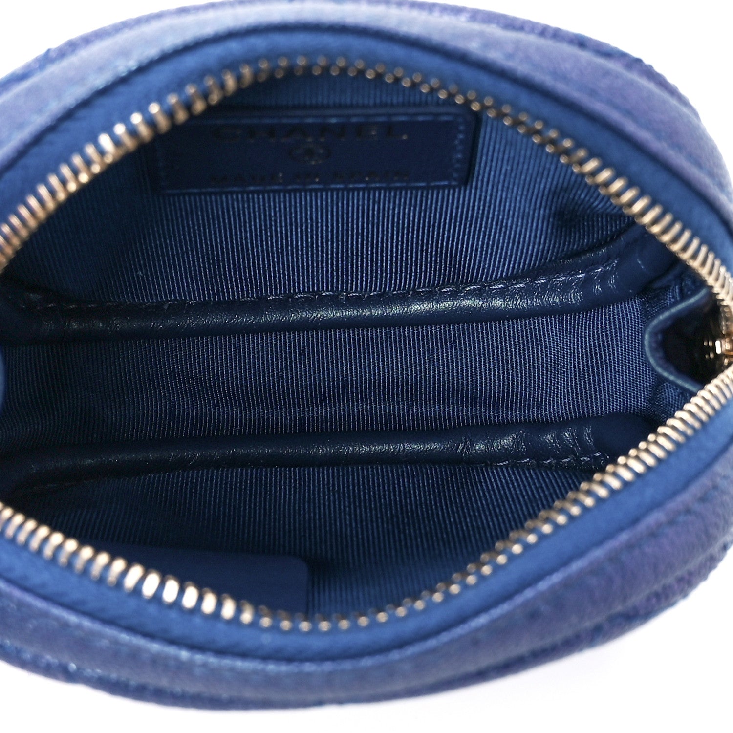 Chanel Iridescent Caviar Quilted Zip Around Classic Coin Purse Blue 5 of 11