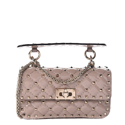 Valentino Garavani Patent Small Rockstud Spike Shoulder Bag Poudre 1 of 10