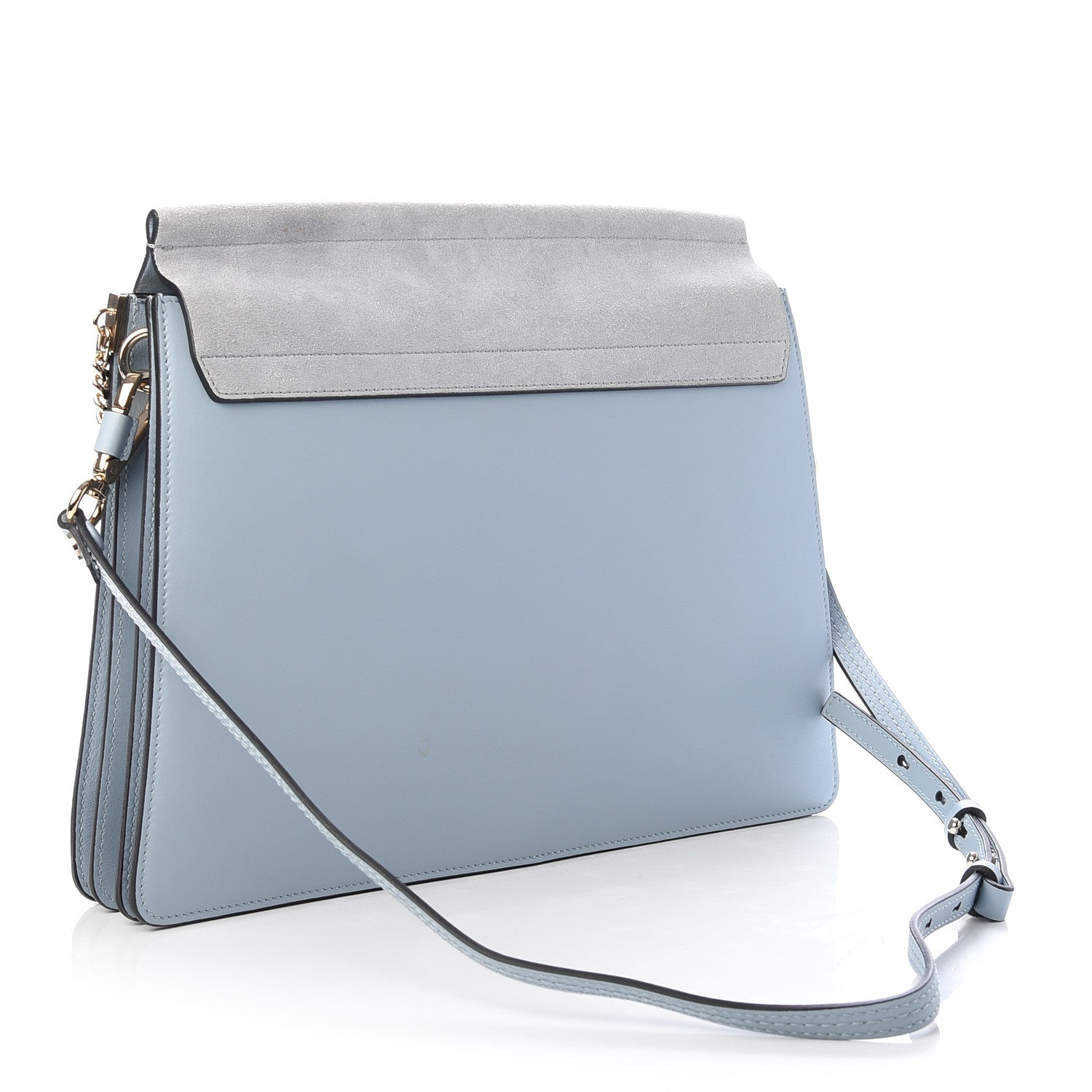 Chloe Suede Calfskin Medium Faye Shoulder Bag Cloudy Blue 3 of 9
