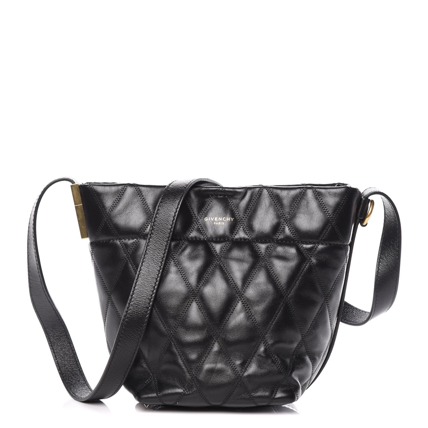 Givenchy Lambskin Quilted Mini GV Bucket Bag Black 1 of 9