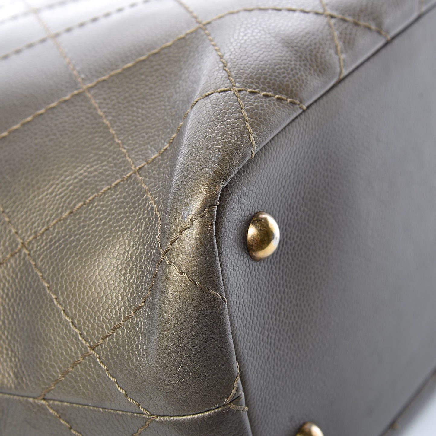 Grained Calfskin Large Shopping Fever Tote Gold