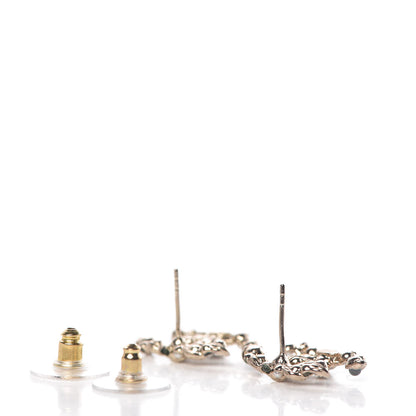 Chanel Resin Pearl Beaded CC Earrings Gold Blue 3 of 4