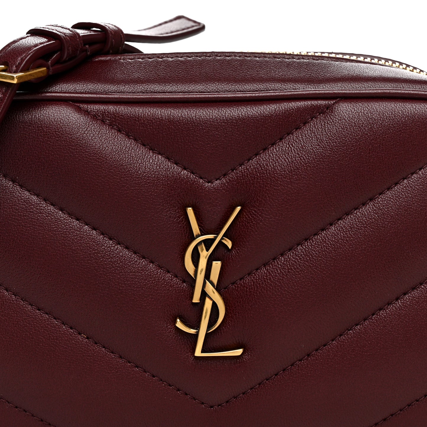 Lambskin Chevron Quilted Mini Loulou Camera Bag  Rouge Cabernet