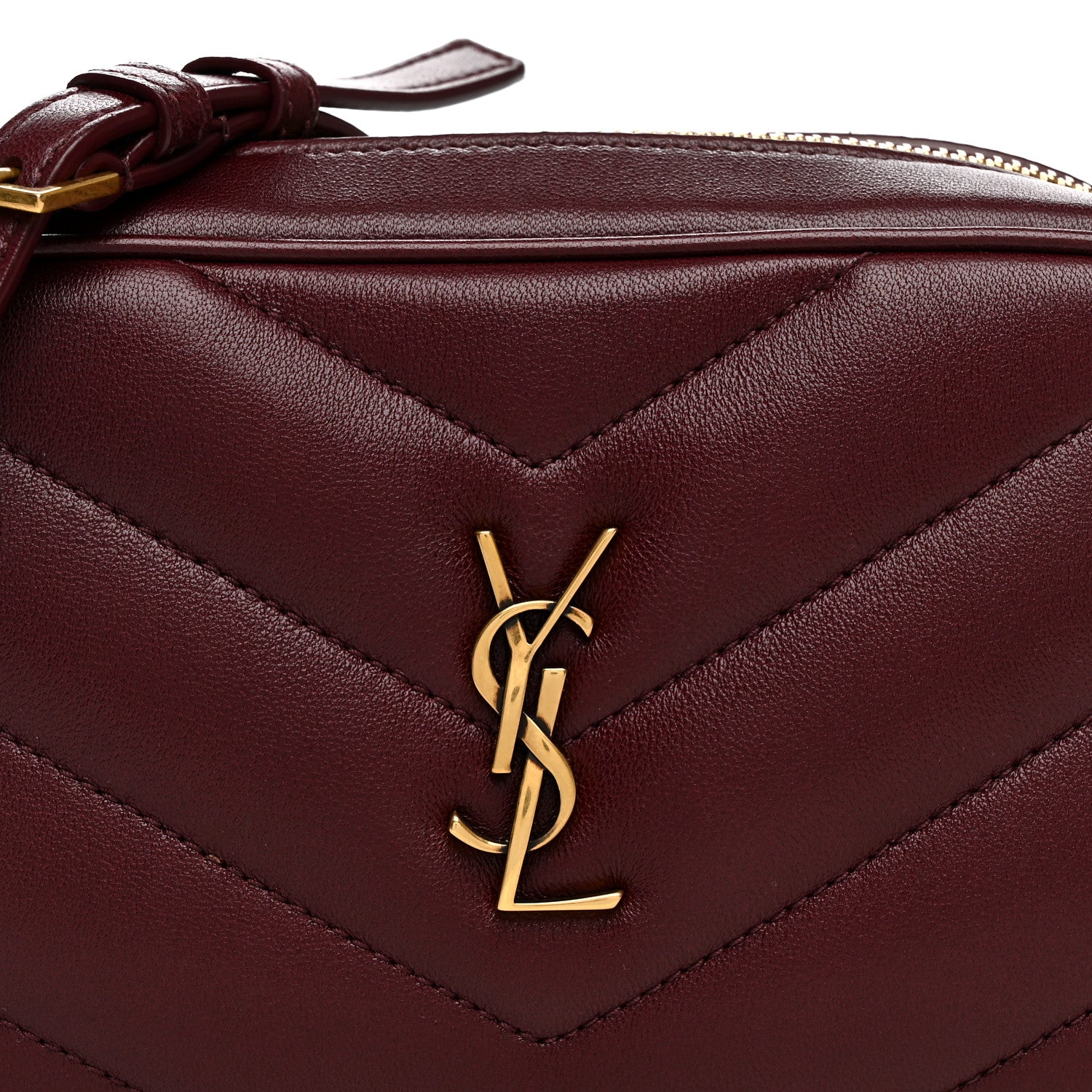 Saint Laurent Lambskin Chevron Quilted Mini Loulou Camera Bag  Rouge Cabernet 7 of 10