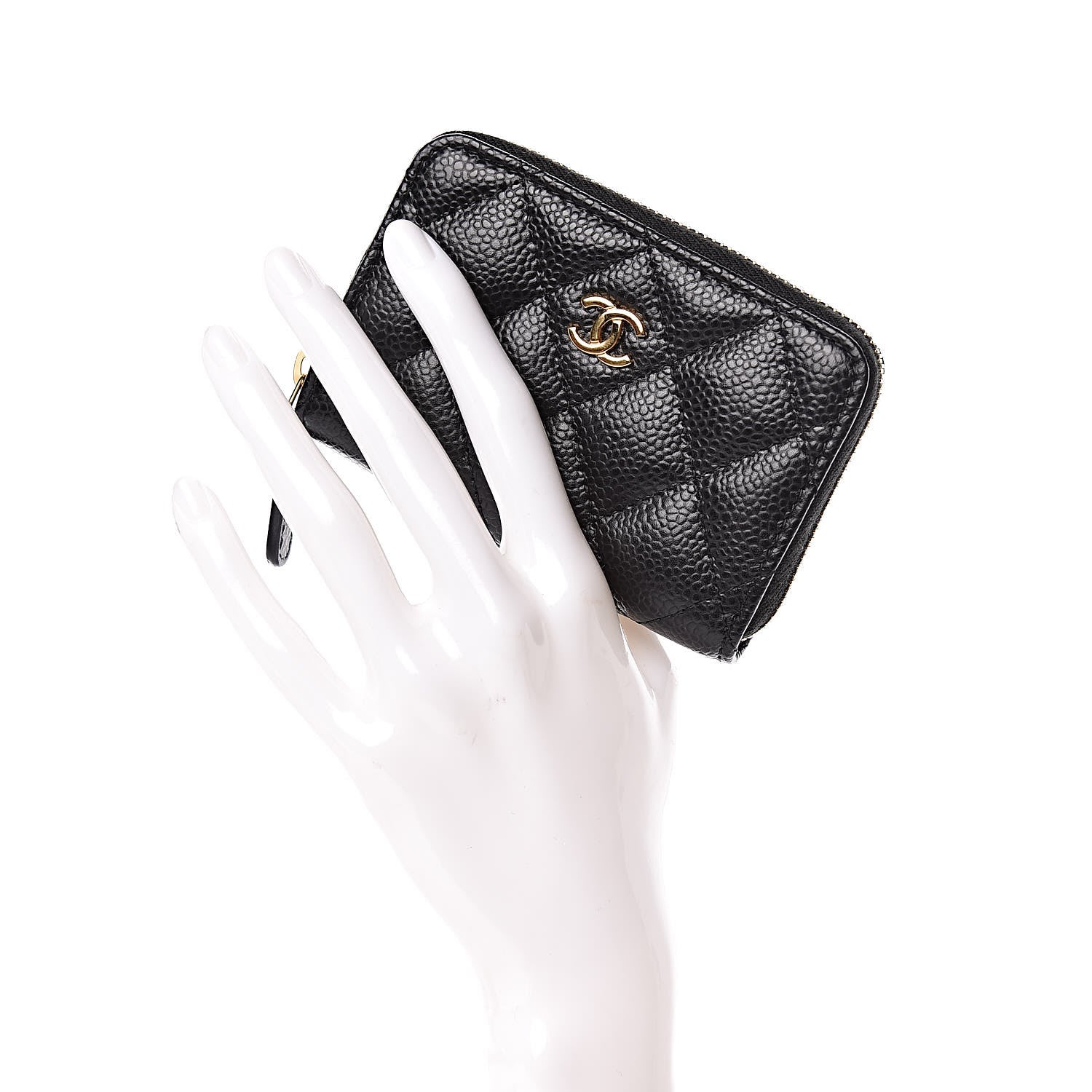 Chanel Caviar Quilted Zip Coin Purse Black 2 of 8