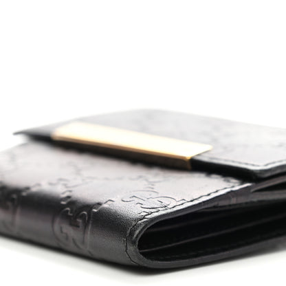 Gucci Guccissima Metal Bar French Flap Wallet Black 12 of 12