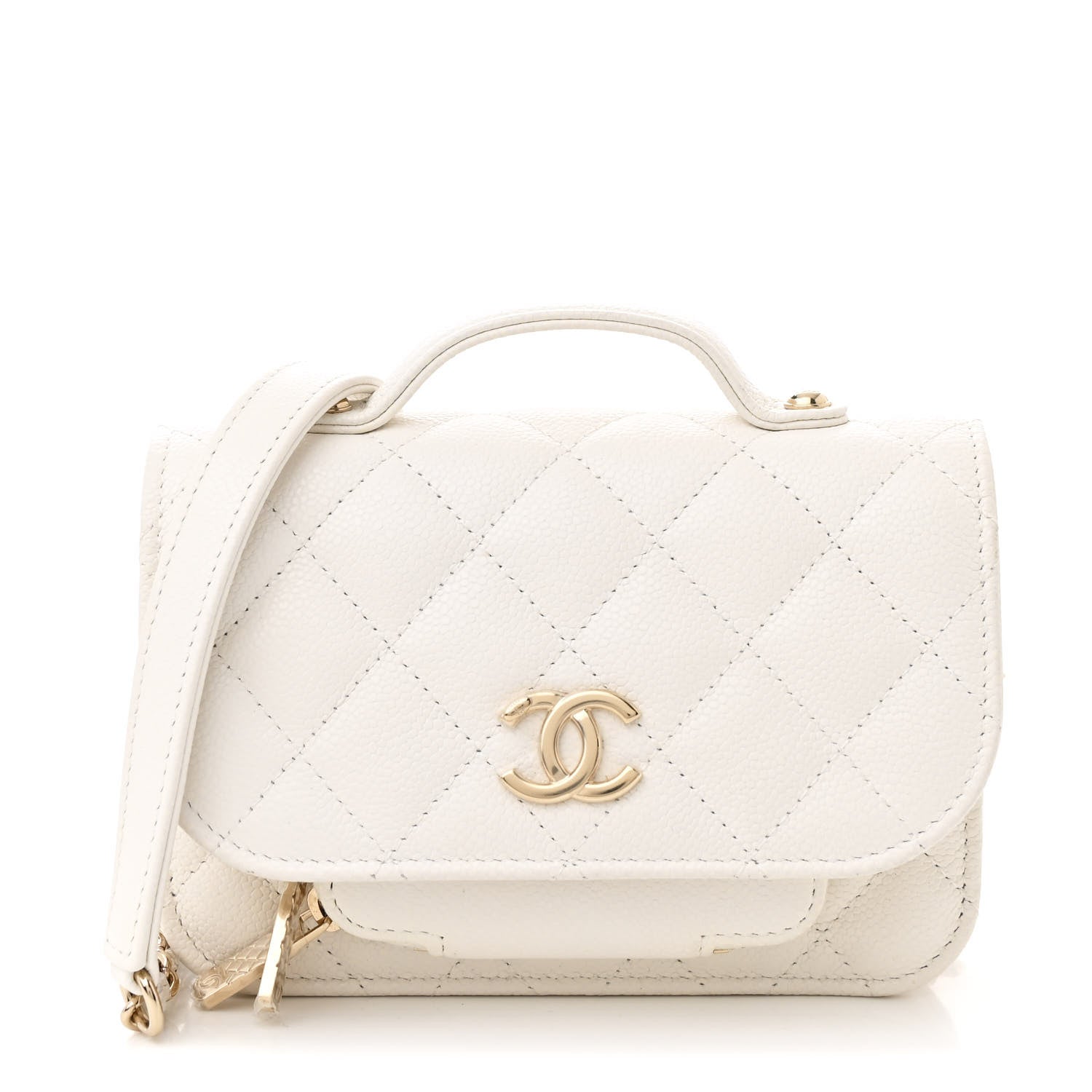 Chanel Caviar Quilted Business Affinity Clutch With Chain Flap White 1 of 11
