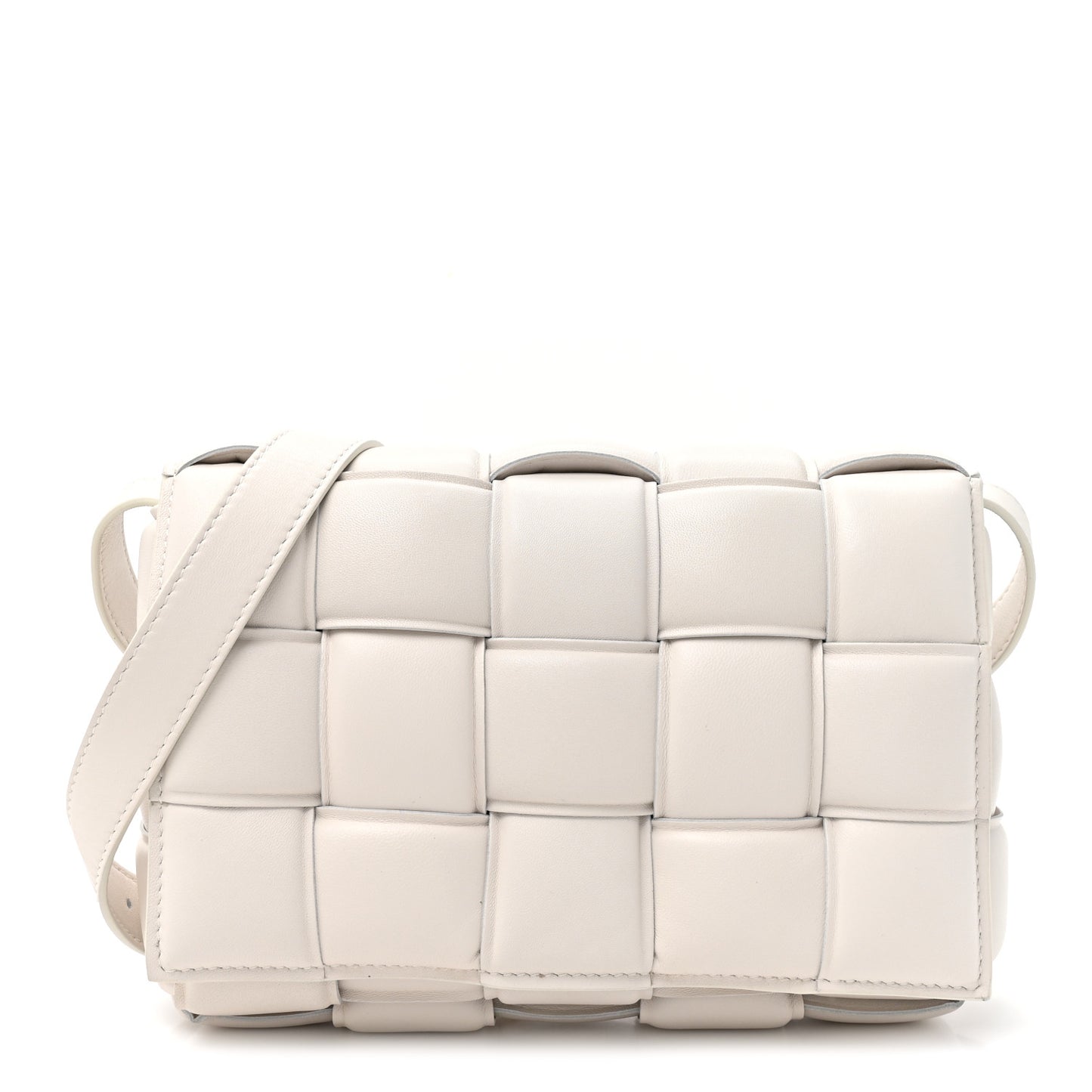 Nappa Maxi Intreccio Padded Cassette Crossbody Bag Chalk