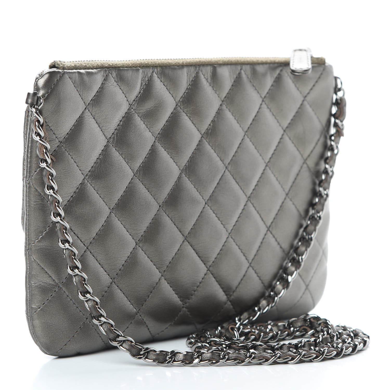 Chanel Metallic Lambskin Quilted Daily Zip Crossbody Bag Bronze