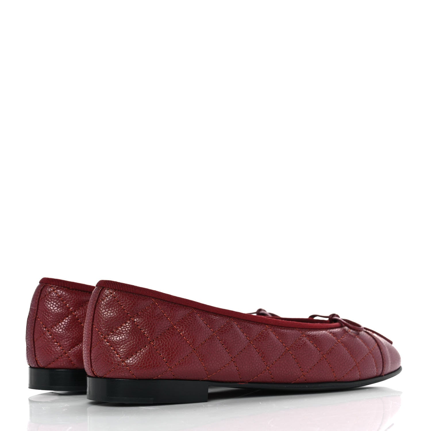 Chanel Caviar Quilted CC Cap Toe Ballerina Flats 38.5 Red 4 of 9