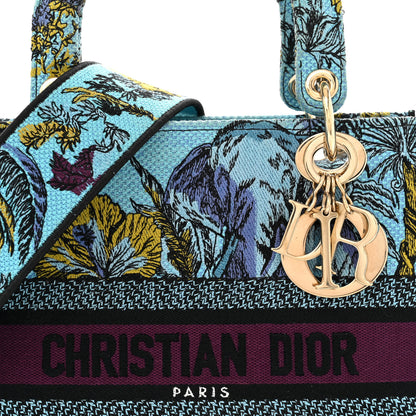 Christian Dior Canvas Toile de Jouy Voyage Embroidered Medium Lady D-Lite Celestial Blue 8 of 12