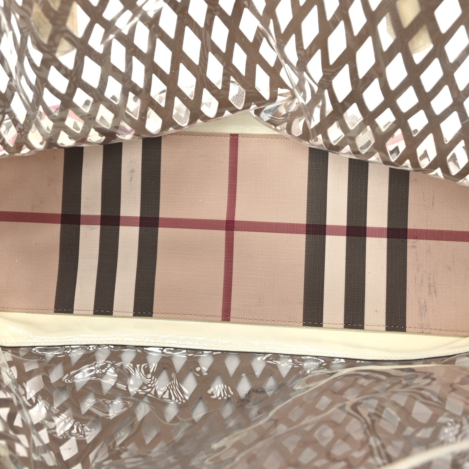 Burberry Supernova Check Net Drawstring Bag White 1227344
