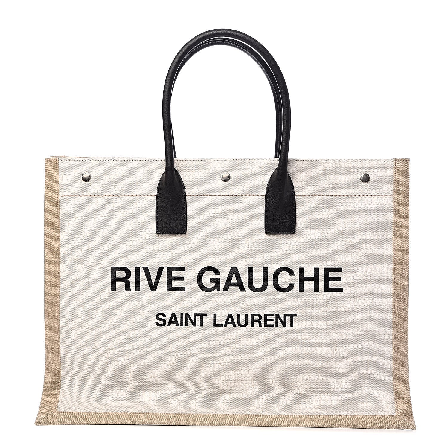 Saint Laurent Linen Calfskin Rive Gauche Tote Optic White 1 of 9