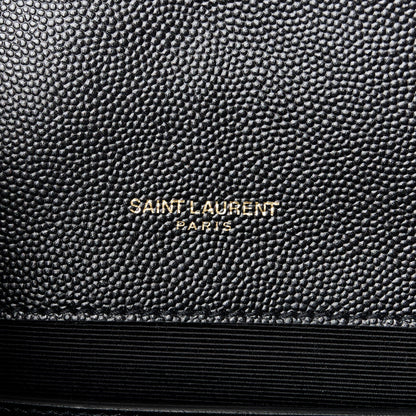 Saint Laurent Grain De Poudre Matelasse Chevron Medium Monogram Satchel Black 6 of 11