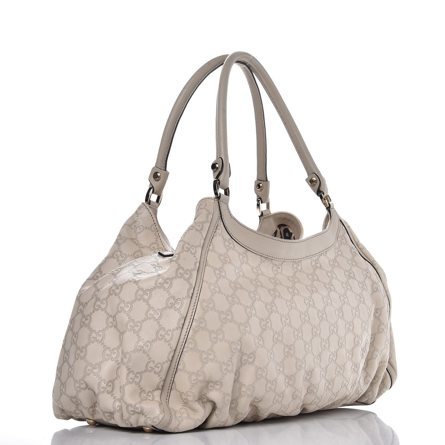 Gucci Guccissima Large D Gold Ring Shoulder Bag Off White 3 of 7
