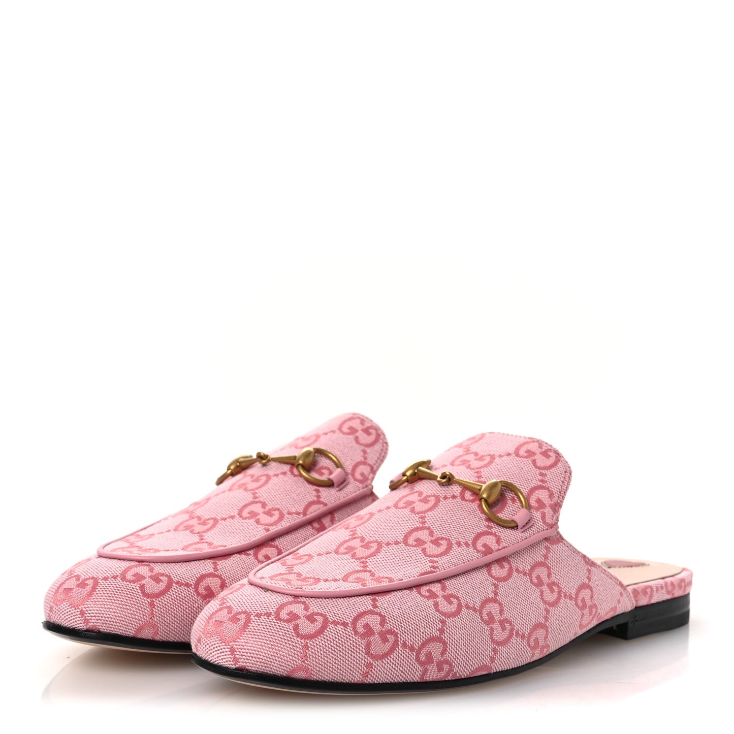 Canvas GG Monogram Nappa Womens Princetown Slippers 38 Cotton Candy Dark Cotton Candy Wild Rose