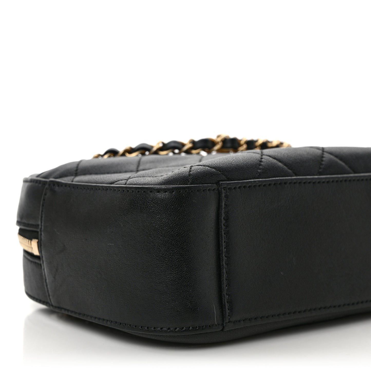 Goatskin Quilted Chanel 19 Camera Case Black