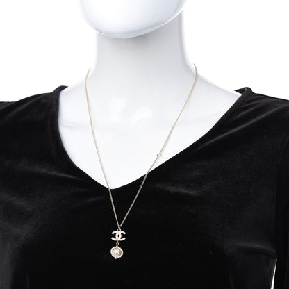 Chanel Crystal Pearl CC Lace Camellia Necklace Gold 2 of 4