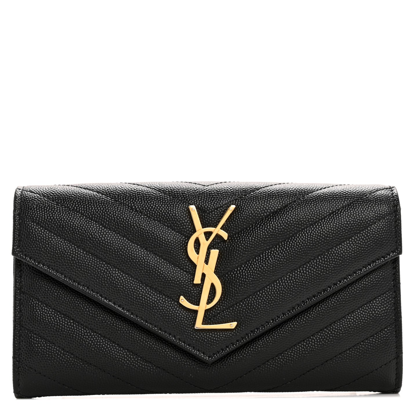 Grain De Poudre Matelasse Chevron Monogram Flap Wallet Black