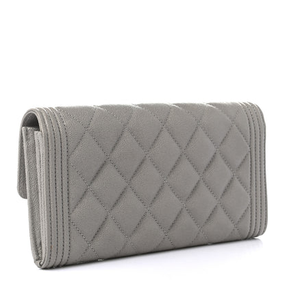 Chanel Caviar Quilted Large Boy Gusset Flap Wallet Grey 3 of 8