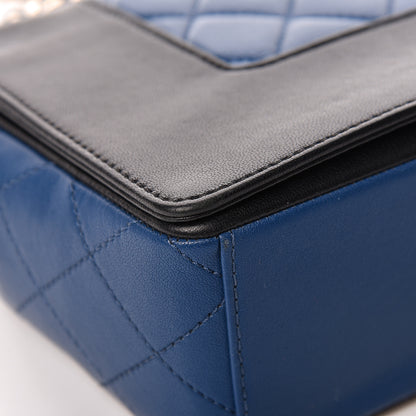 Chanel Sheepskin Quilted Vintage Mademoiselle Flap Blue Black 9 of 19