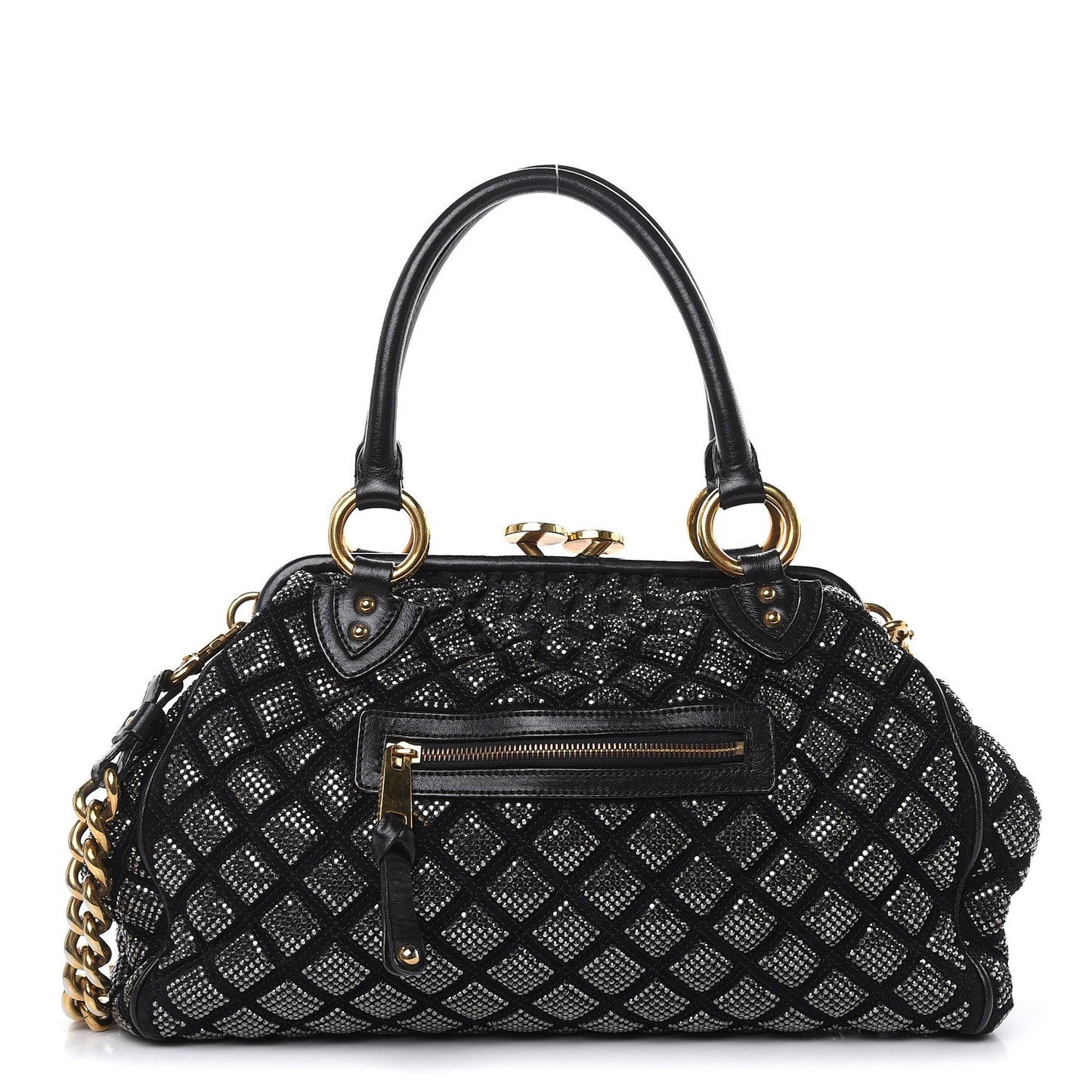 Suede Crystal Quilted Stam Black