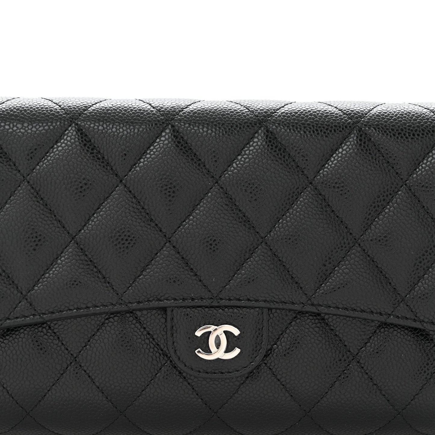 Caviar Quilted Phone Holder Wallet on Removable Chain Black