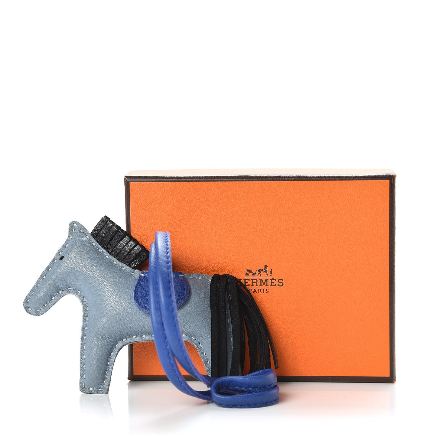 Milo Lambskin Grigri Rodeo Horse Bag Charm PM Bleu Lin Bleu Electrique Noir