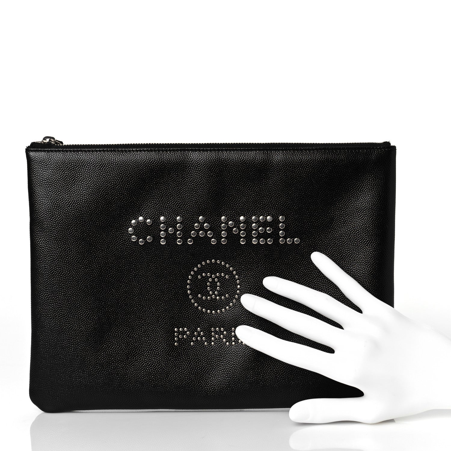 Chanel Caviar Studded Medium Deauville Pouch Black 2 of 9