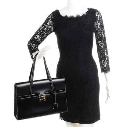 Gucci Leather Lady Lock Flap Tote Black 2 of 14